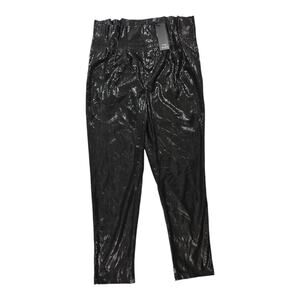 THE SANG LG NWT Black Shiny Pants Paperbag NYE Glam Jazz Dance Holiday Festive